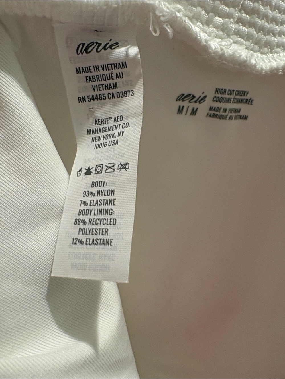 aerie White Textured High-Cut Swim Bottoms - Picture 5 of 5
